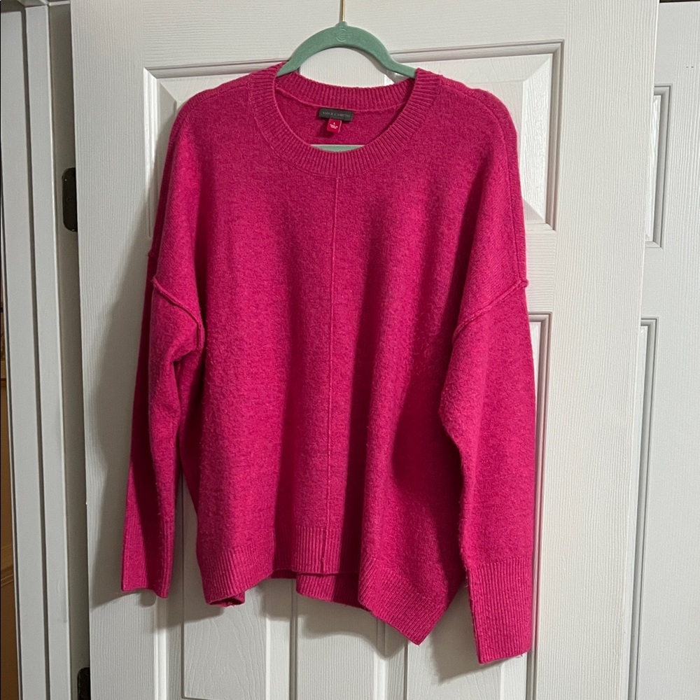 Vince Camuto Fuchsia Pink Long Sleeve Pullover Crew Neck Sweater Size Large